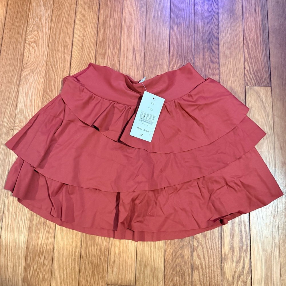 NWT Halara Ruffle Mini Skort Orange Rust Size XS